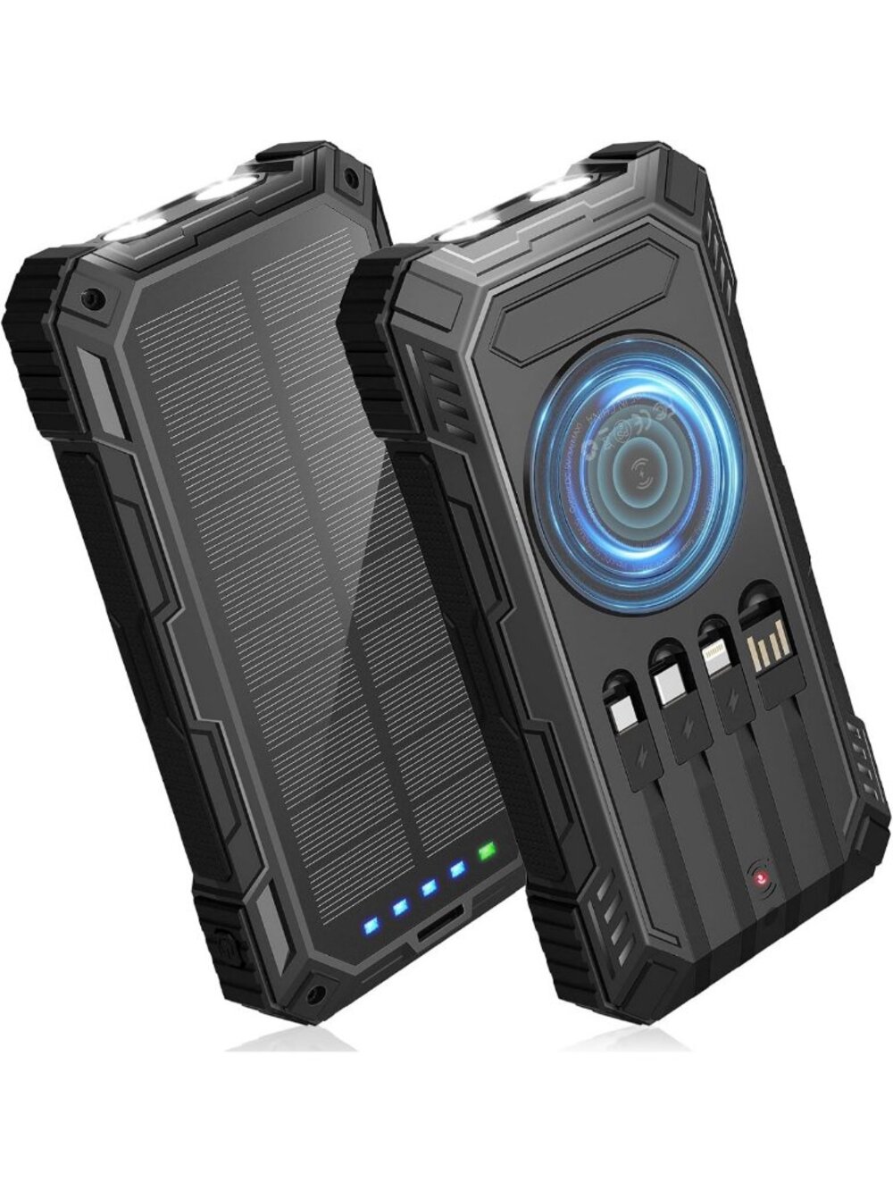 49800mAh Solar Power Bank - Wireless Portable Charger with Fast Charging Cables